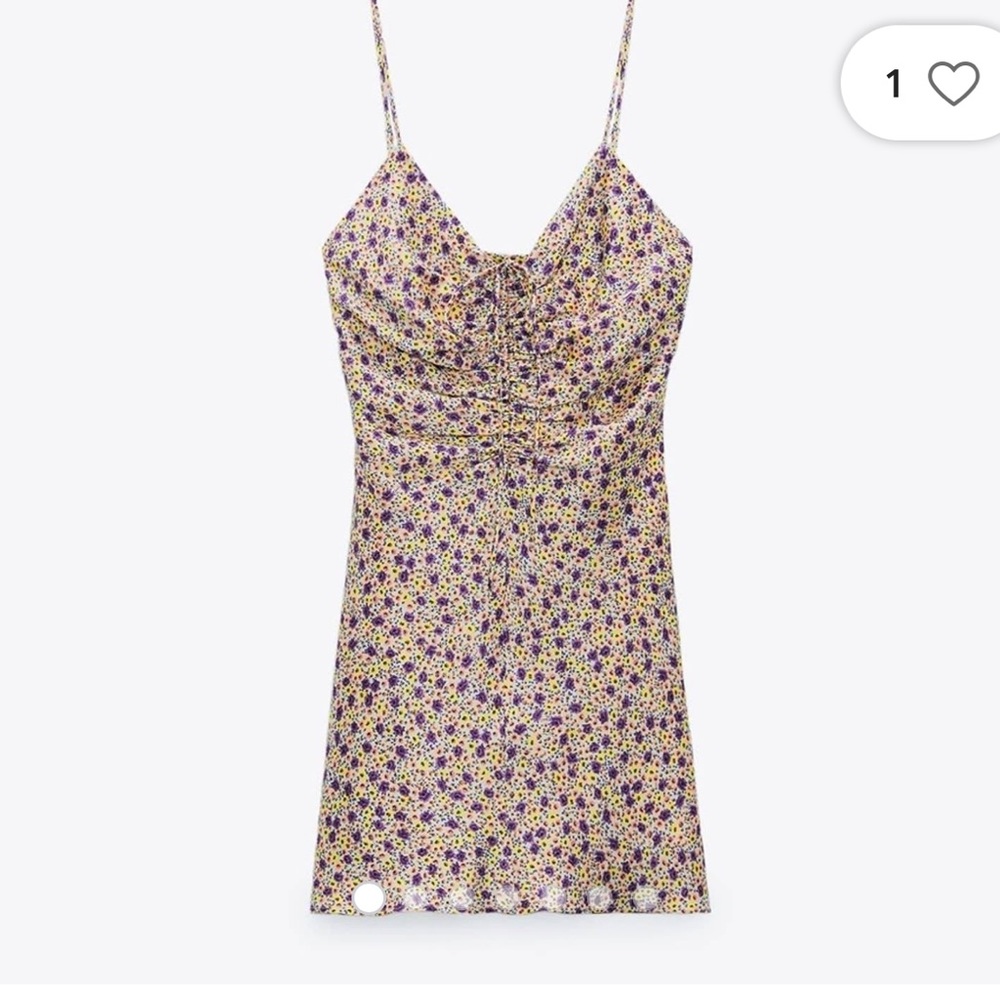 NWT- Zara draped satin mini floral dress